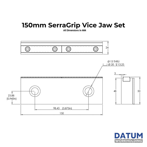 150mm SerraGrip Jaw Set - Serrated Vice Jaws – Datum Workholding