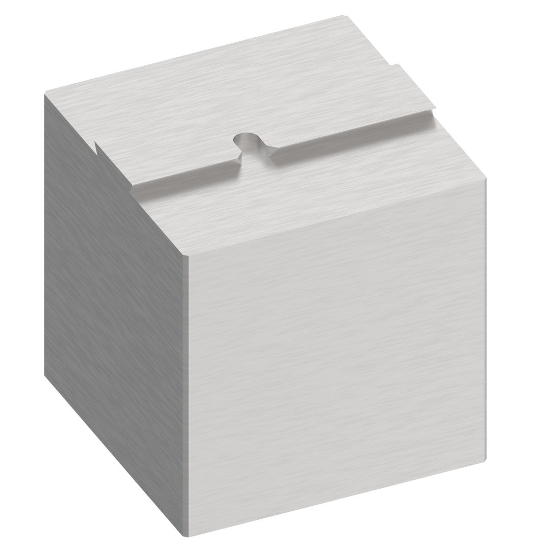 Example of stock material with dovetail and slot prepared to be mounting in a CNC dovetail vice fixture