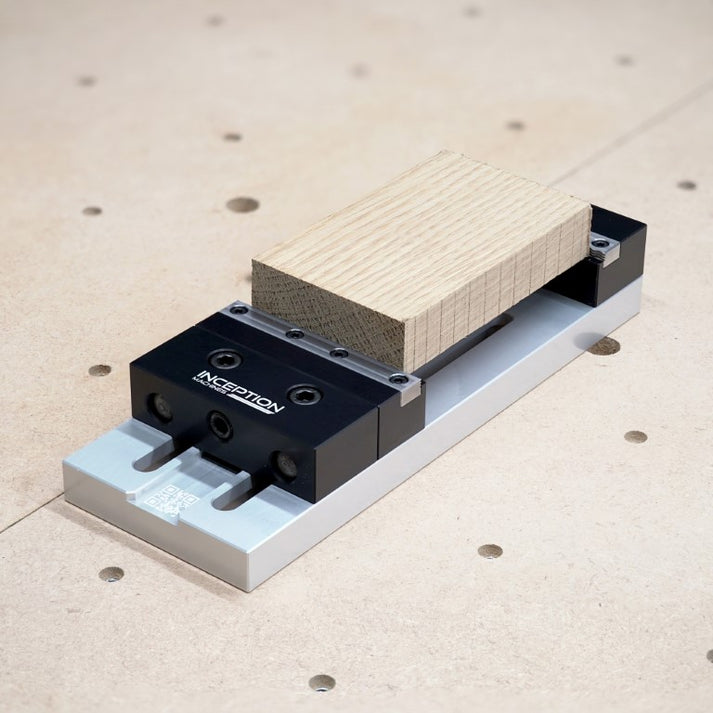 Low Profile Vice clamping a block of white oak