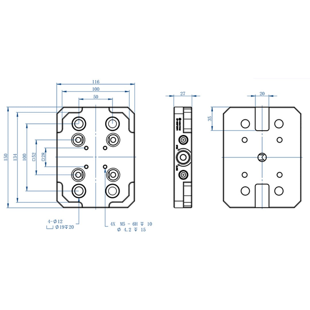 Nextas 52mm Zero Point Plate - 150 x 116 x 27mm