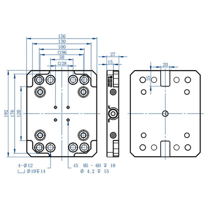 Nextas 96mm Zero Point Plate - 192 x 156 x 27mm