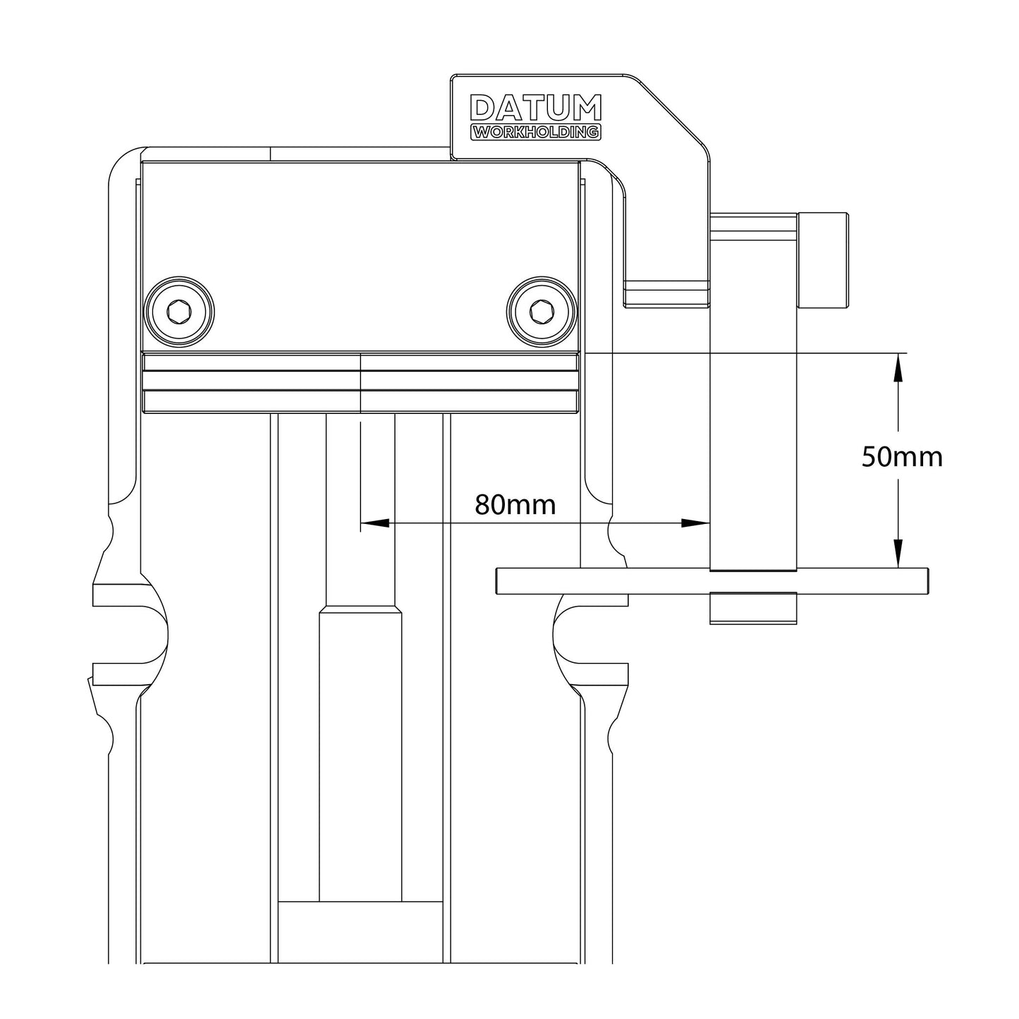 4 inch workstop capacity dimensioned line drawing