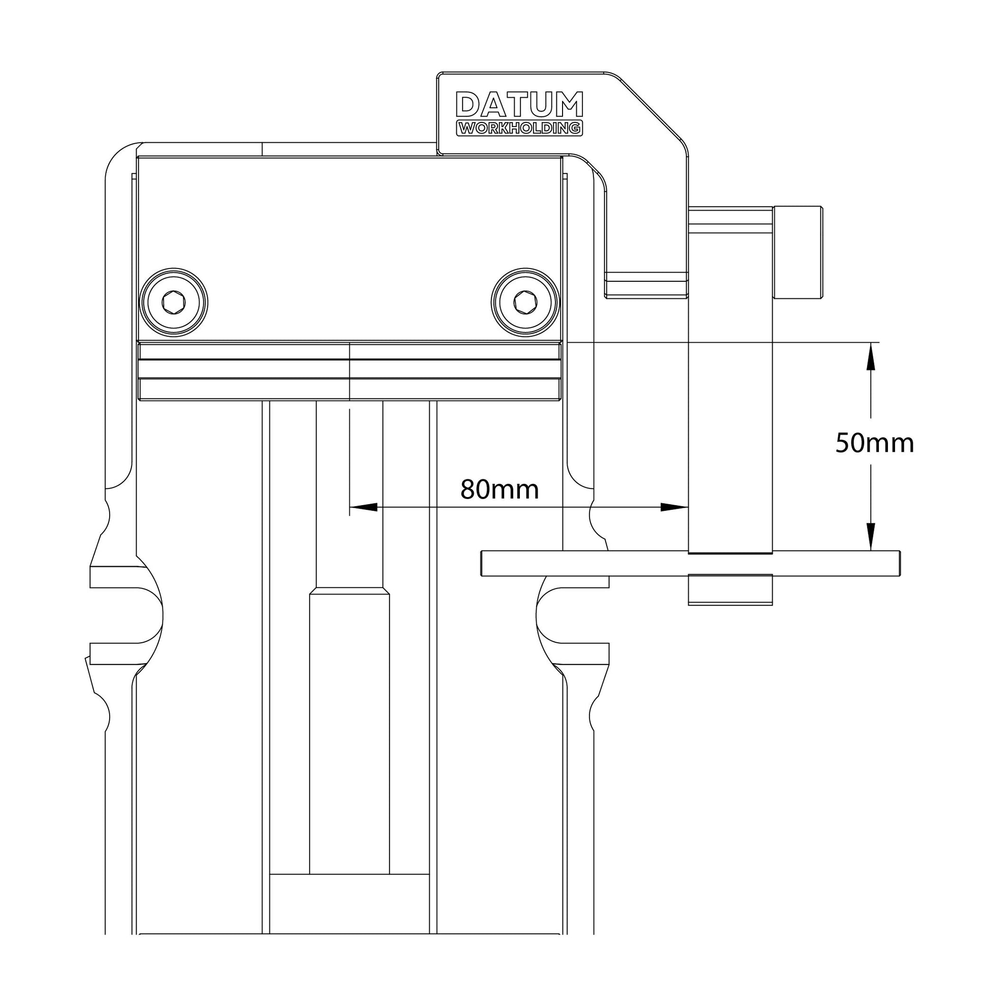 4 inch workstop capacity dimensioned line drawing