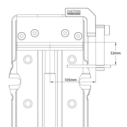 6 inch workstop capacity dimensioned line drawing