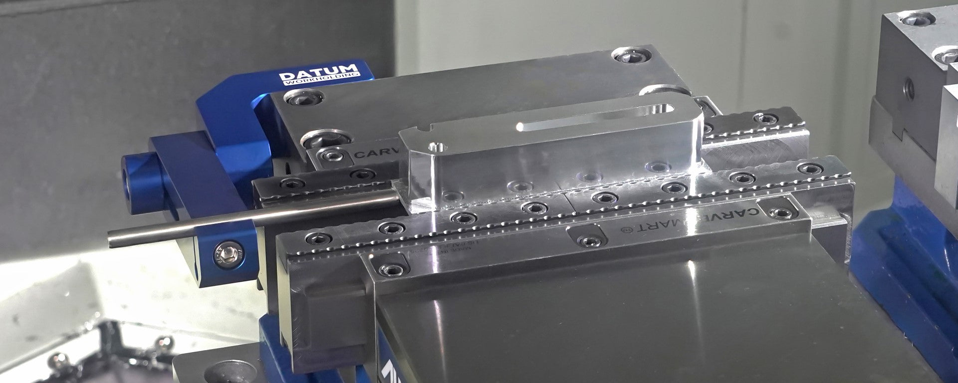 vice work stop mounted to 6 inch vice in vertical machining centre