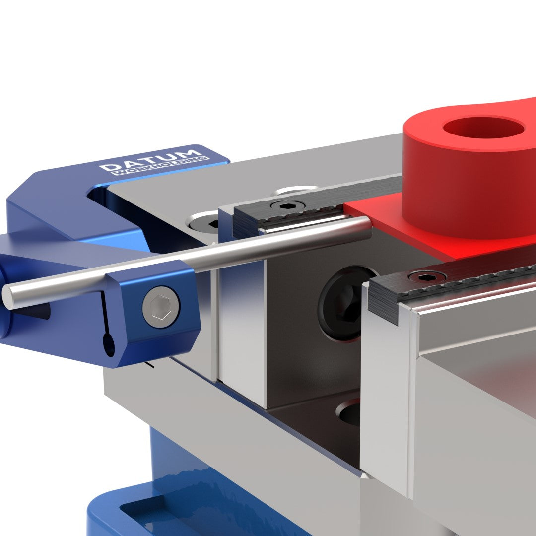 SolidStop 4" 6" vice work stop / workstop showing low profile design for OP1 stock used in CNC machining