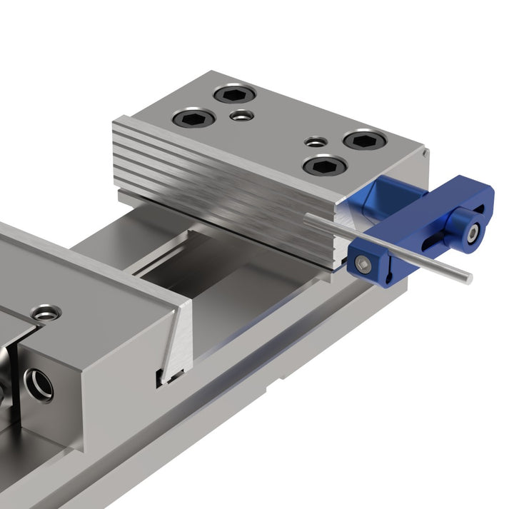 SolidStop MV1 vice work stop mounted to a 150mm modular machine vice similar to Gerardi